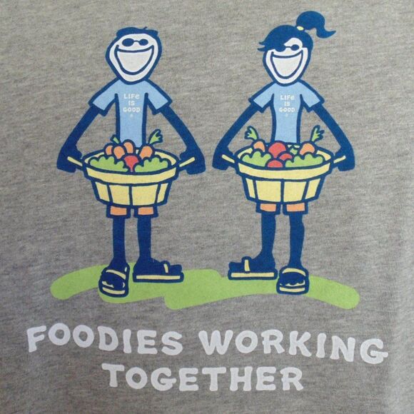 new LIFE IS GOOD Tee, XL, Foodies Work Together, Gray, Short sleeves - Picture 2 of 8